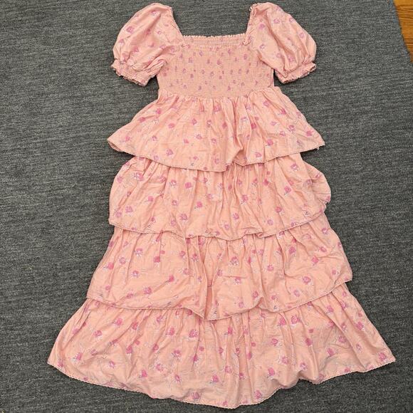 LoveShackFancy X Target Dress Large Simone Smocked Tiered Ruffled Maxi Floral - Picture 2 of 11
